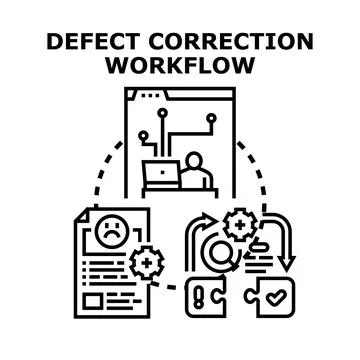 Defect correction workflow concept illustrating software development Stock Illustration