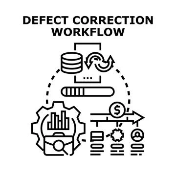 Defect correction workflow optimizing business process development Stock Illustration