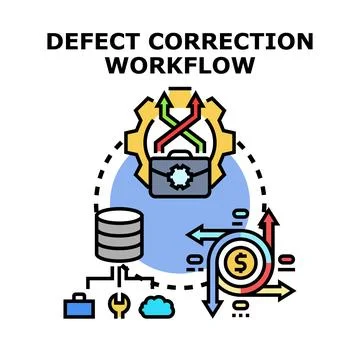 Defect correction workflow system management process icon 库存插图