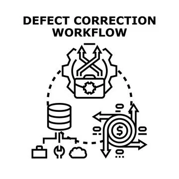 Defect correction workflow system management process icon 库存插图