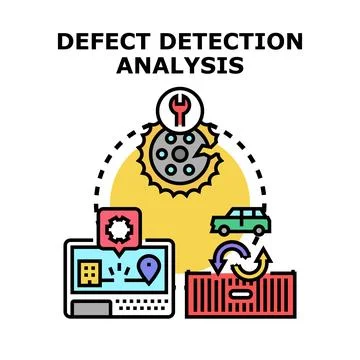 Defect detection analysis identifying quality control issues Stock Illustration