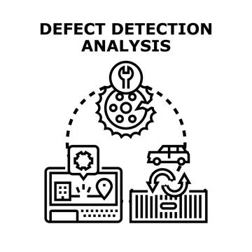 Defect detection analysis identifying quality control issues Stock Illustration