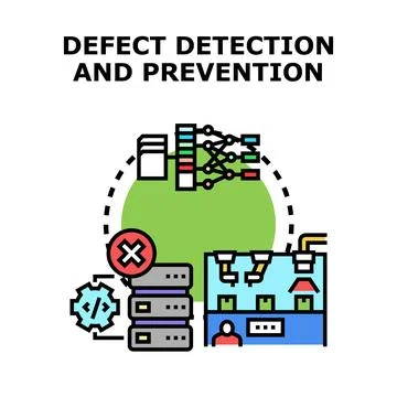 Defect detection and prevention process controlling quality Stock Illustration