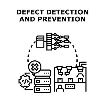 Defect detection and prevention process controlling quality Illustrazione stock