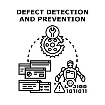 Defect detection and prevention system analyzing data for quality control Stock Illustration