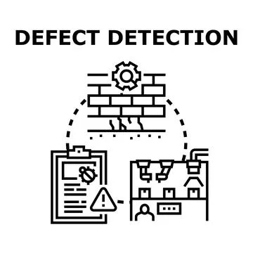 Defect detection process inspecting quality control and repair Stock Illustration