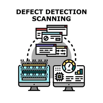 Defect detection scanning finding errors in software development Stock Illustration