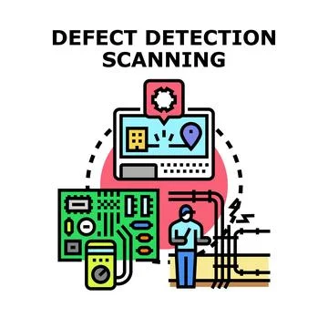 Defect detection scanning showing quality control process 스톡 일러스트