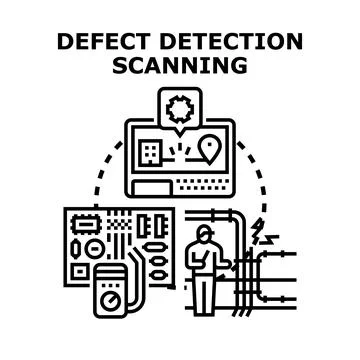 Defect detection scanning showing quality control process 스톡 일러스트