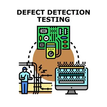 Defect detection testing for quality control and system analysis Illustrazione stock