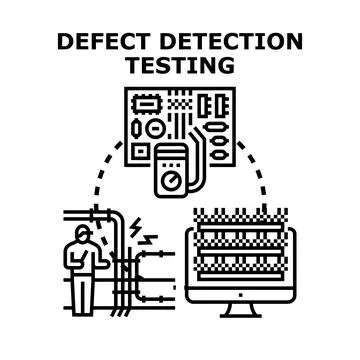 Defect detection testing for quality control and system analysis Illustrazione stock