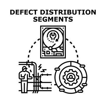 Defect distribution segments identifying system issues Stock Illustration