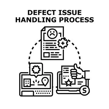 Defect issue handling process management problem solving strategy Stock Illustration