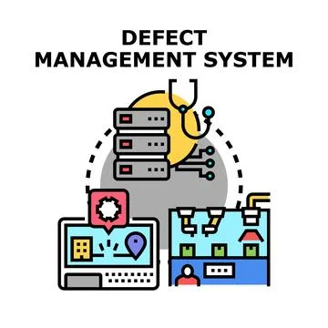 Defect management system controlling software bugs and quality issues Illustrazione stock
