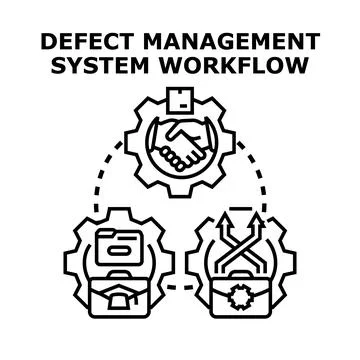 Defect management system workflow concept illustration Illustrazione stock