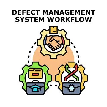 Defect management system workflow concept illustration Illustrazione stock