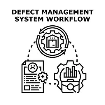 Defect management system workflow diagram Stockillustratie