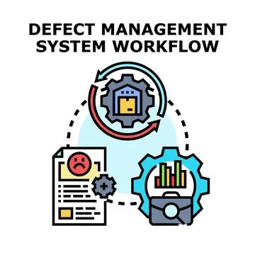 Defect management system workflow diagram Illustrazione stock