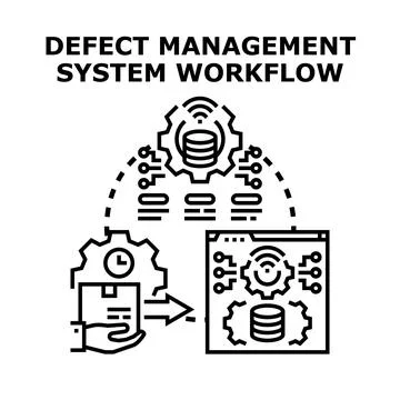 Defect management system workflow vector illustration concept Stock Illustration