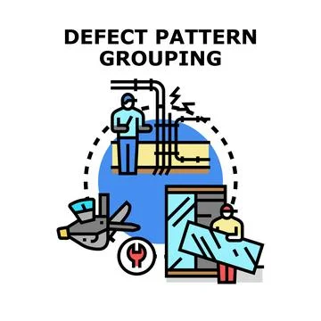 Defect pattern grouping identifying system problem types Stock Illustration