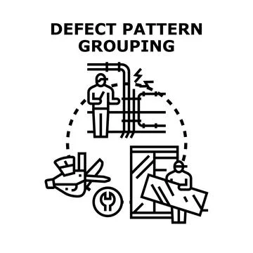 Defect pattern grouping identifying system problem types Stock Illustration