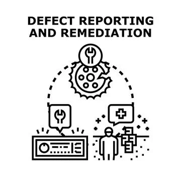 Defect reporting and remediation process lifecycle Ilustração Stock