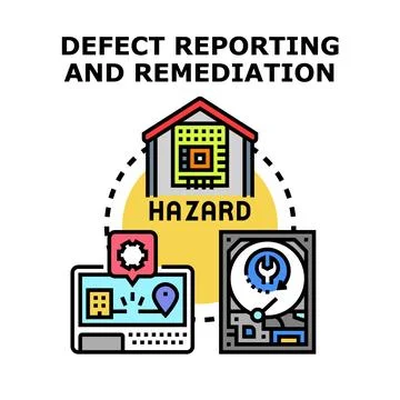Defect reporting and remediation process flowchart 스톡 일러스트