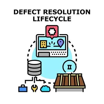 Defect resolution lifecycle illustrating software development process 库存插图