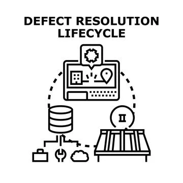 Defect resolution lifecycle illustrating software development process 库存插图