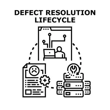 Defect resolution lifecycle vector infographic process Stock Illustration