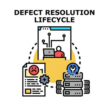 Defect resolution lifecycle vector infographic process Stock Illustration