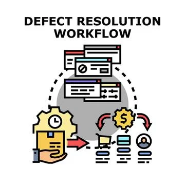 Defect resolution workflow optimizing software development process Stock Illustration