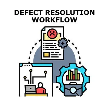 Defect resolution workflow process developing software problem イラスト素材