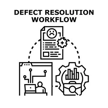 Defect resolution workflow process developing software problem イラスト素材