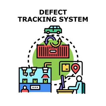 Defect tracking system managing product quality control Illustrazione stock