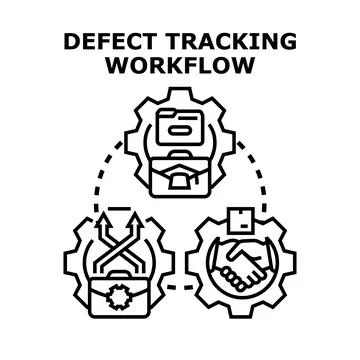 Defect tracking workflow process implementing software development Stock Illustration