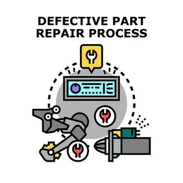 Defective part repair process automation concept Stock Illustration