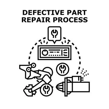 Defective part repair process automation concept Stock Illustration