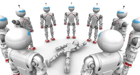 Defective robot surrounded operable 스톡 일러스트