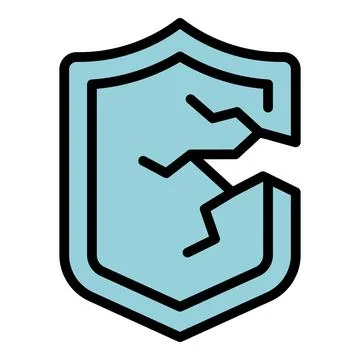 Defective shield icon vector flat Stock Illustration