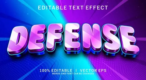 Defence 3d vector text effect with modern style design Illustration