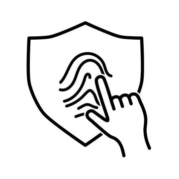 Defence flat icon. Shield pictogram for web. Line stroke. Isolated on white b Stock Illustration