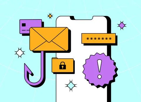Defend against e-mail phishing and mobile fraud. Enhance online safety with Stock Illustration