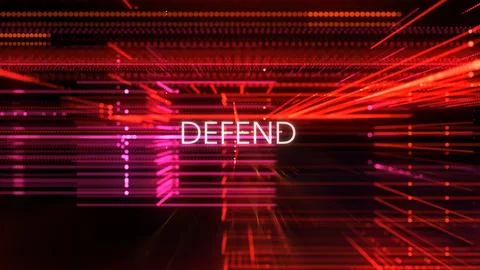Defend Concept Text Inside Futuristic Cyber Defense Network Illustrazione stock