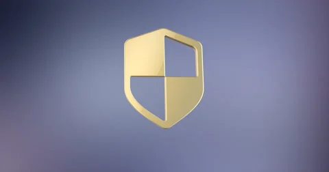 Defend Shield Gold 3d Icon Stock Footage 67489192
