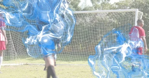 Defender tracking attacker dribbling triggers motion lines showing match Stock Footage 318327717