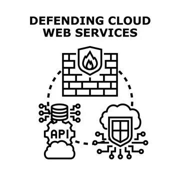 Defending cloud web services with cybersecurity firewall Stock Illustration