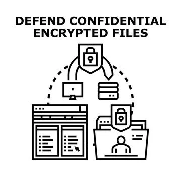 Defending confidential encrypted files and data security Stock Illustration