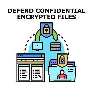 Defending confidential encrypted files and data security Stock Illustration