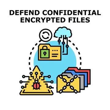 Defending confidential encrypted files security concept 库存插图